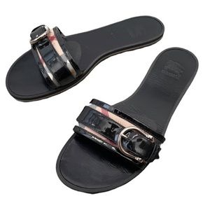 Burberry House Check Pattern Buckle Flat Sandals Size 39